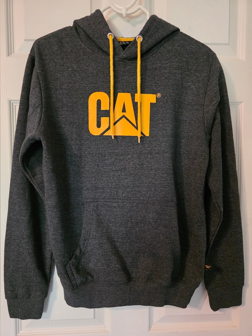 Caterpillar Charcoal Gray Hoodie with Yellow Cat Logo